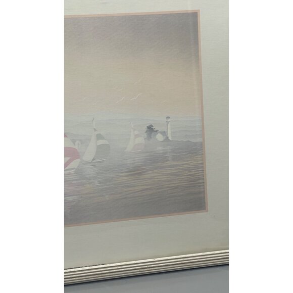 Signed Sailboat Artwork By Nigel Hemming In White Wood Frame glass water READ - Picture 9 of 12